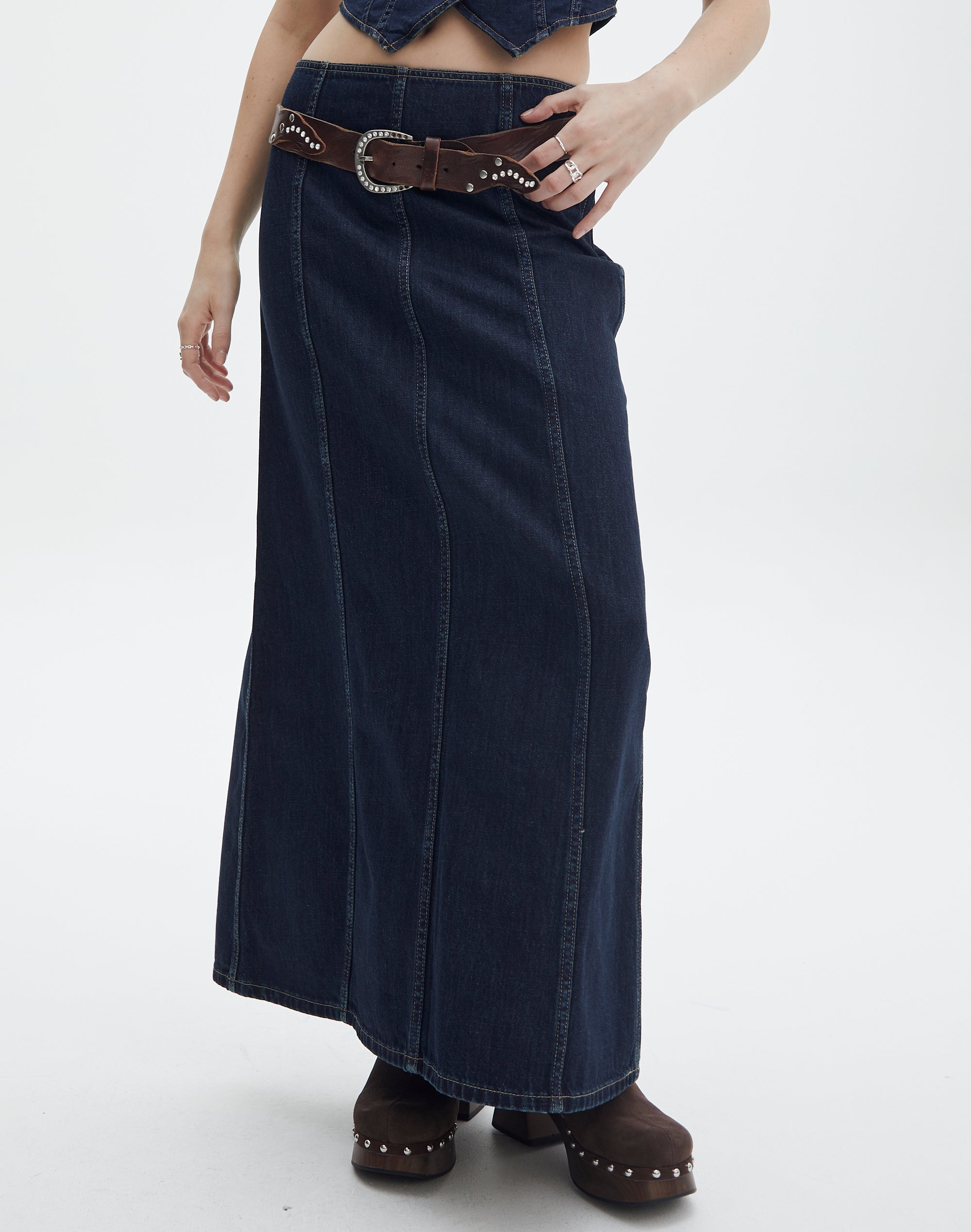 Glassons denim midi skirt sale