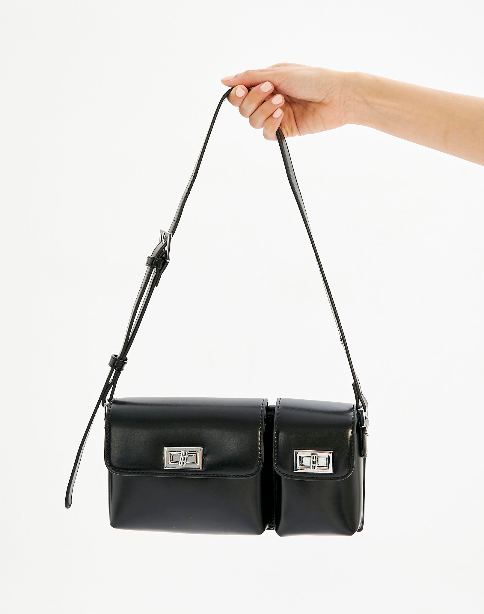 The Buckle-Strap Rectangular Bag in Patent Leather