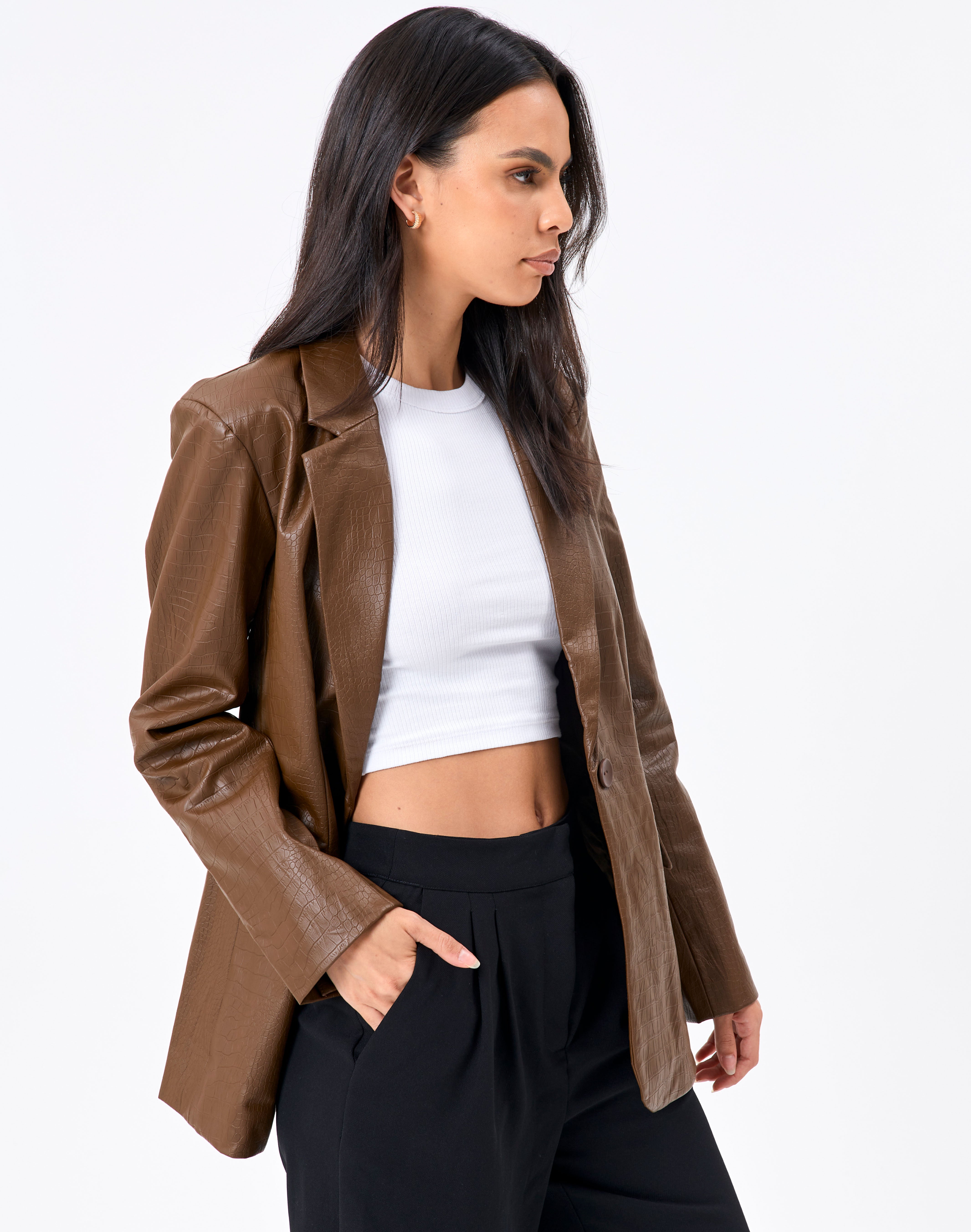 glassons brown leather blazer