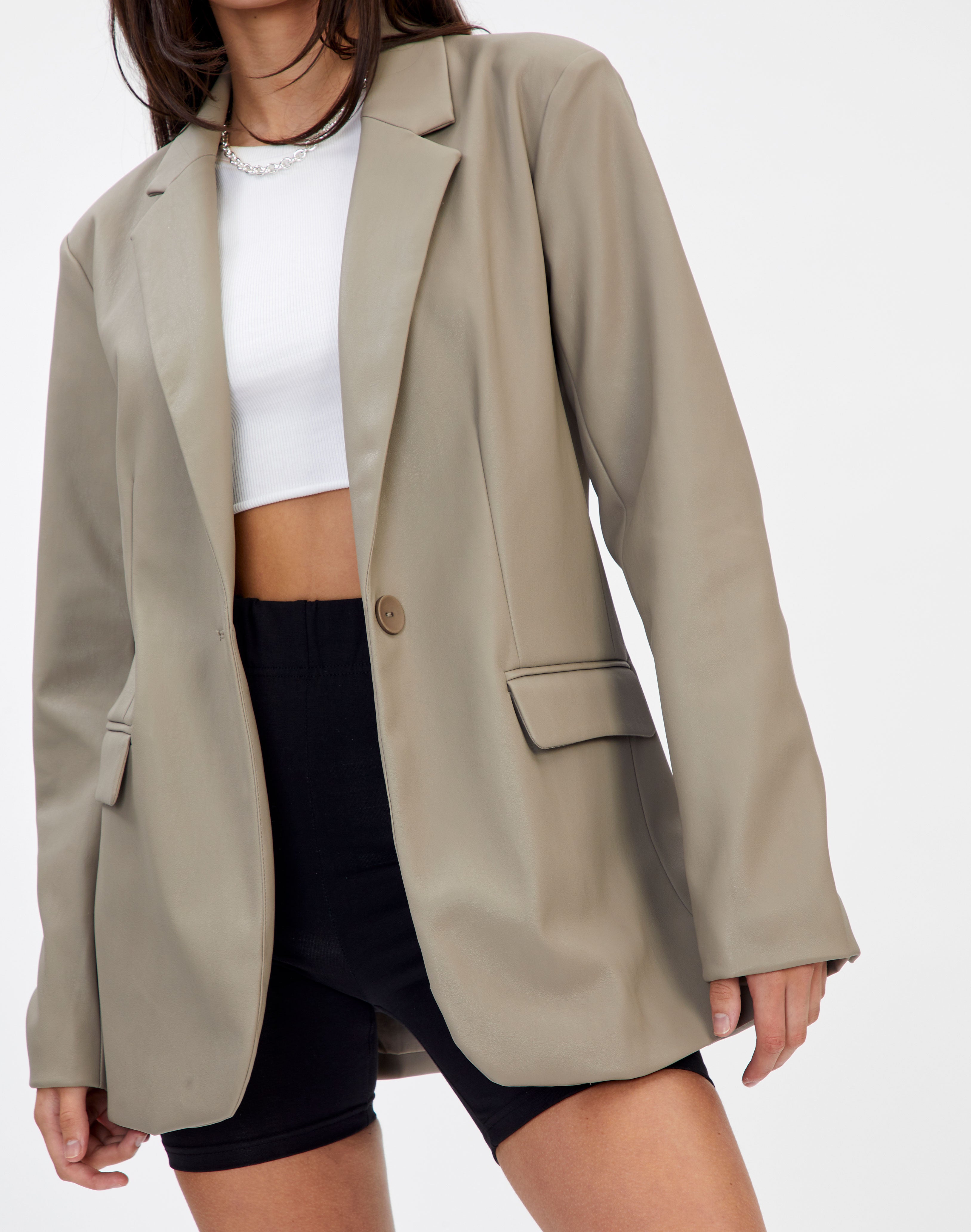 glassons brown leather blazer