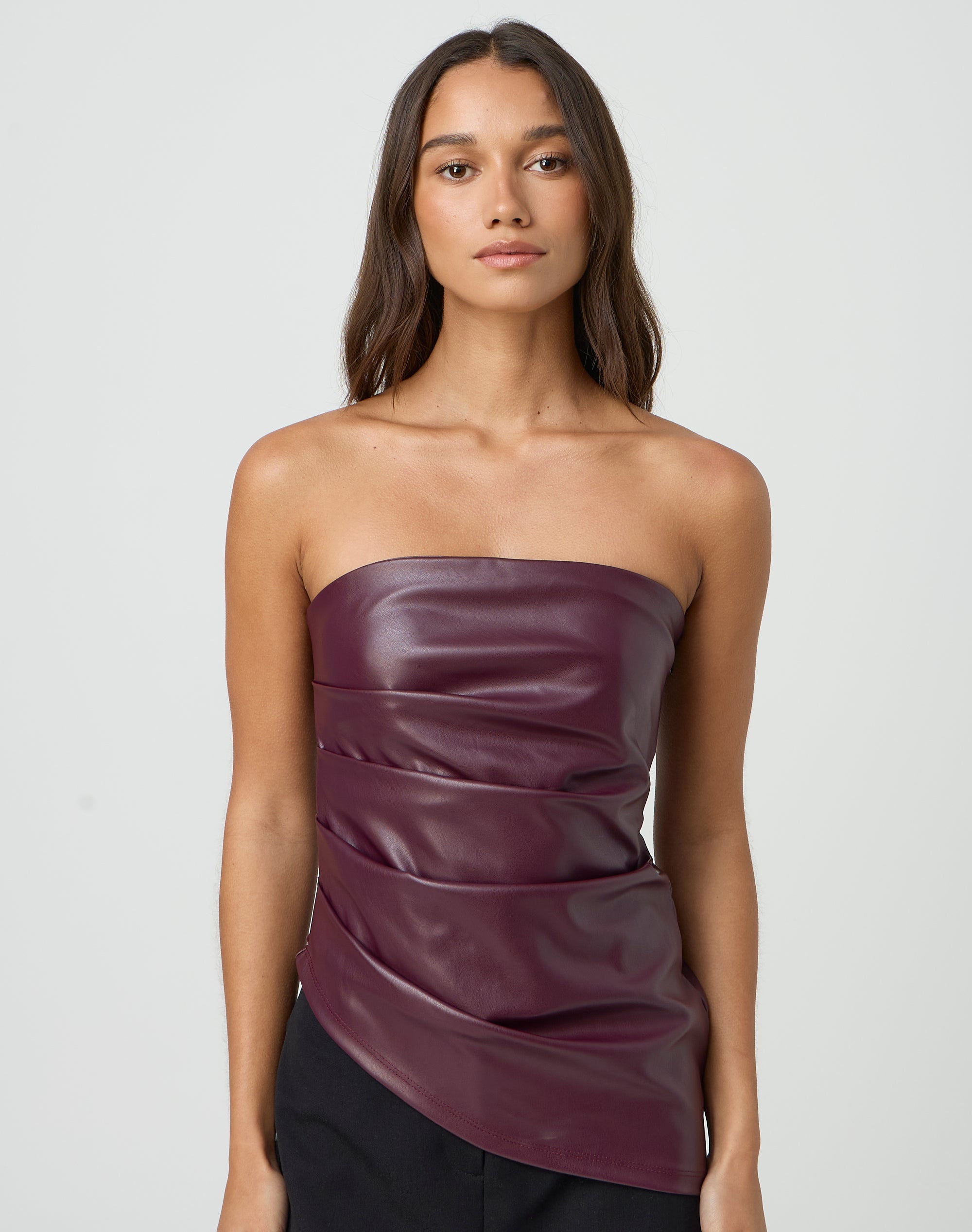 Leather strapless best sale