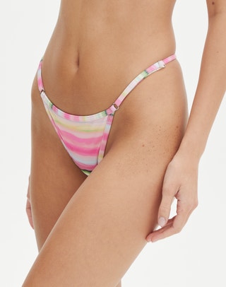Stripe Thong Bikini Bottom in Cabana Stripe
