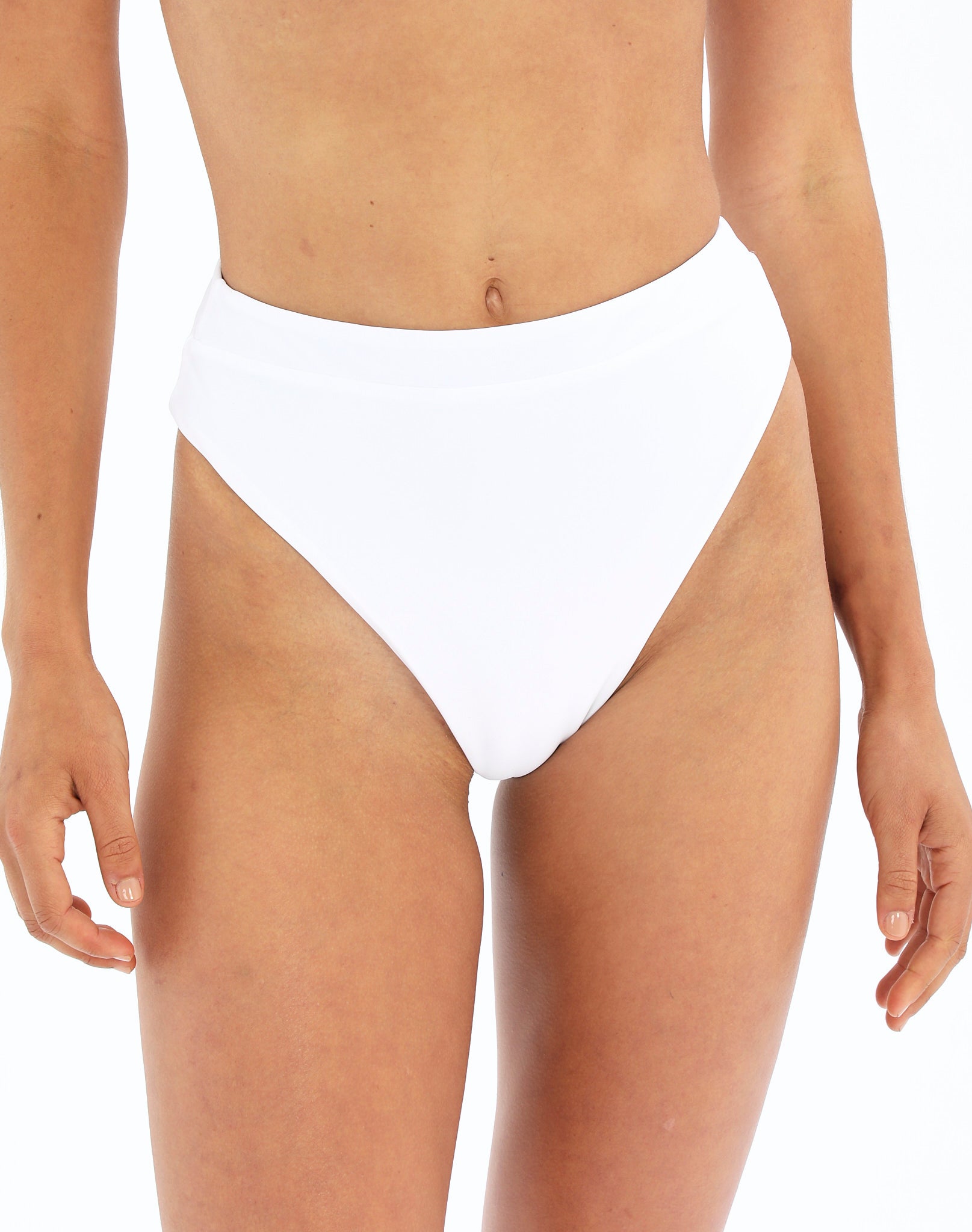 white swimsuit bottom high waist