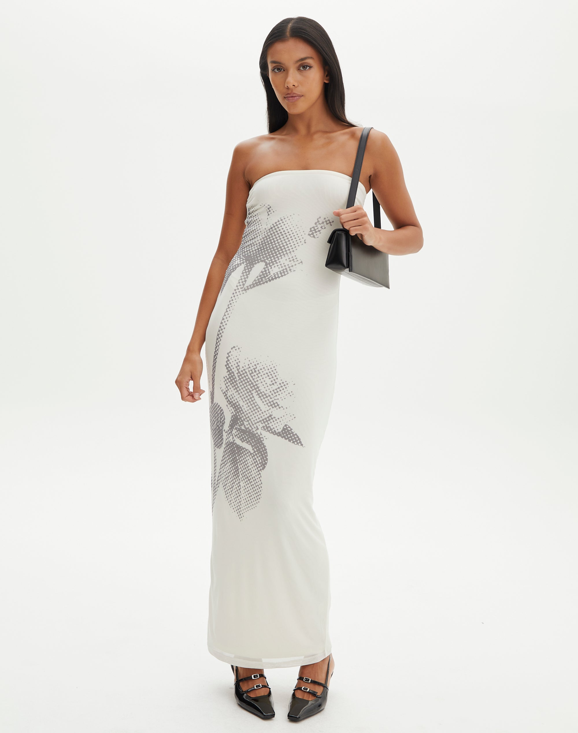 Strapless Printed Maxi Dress