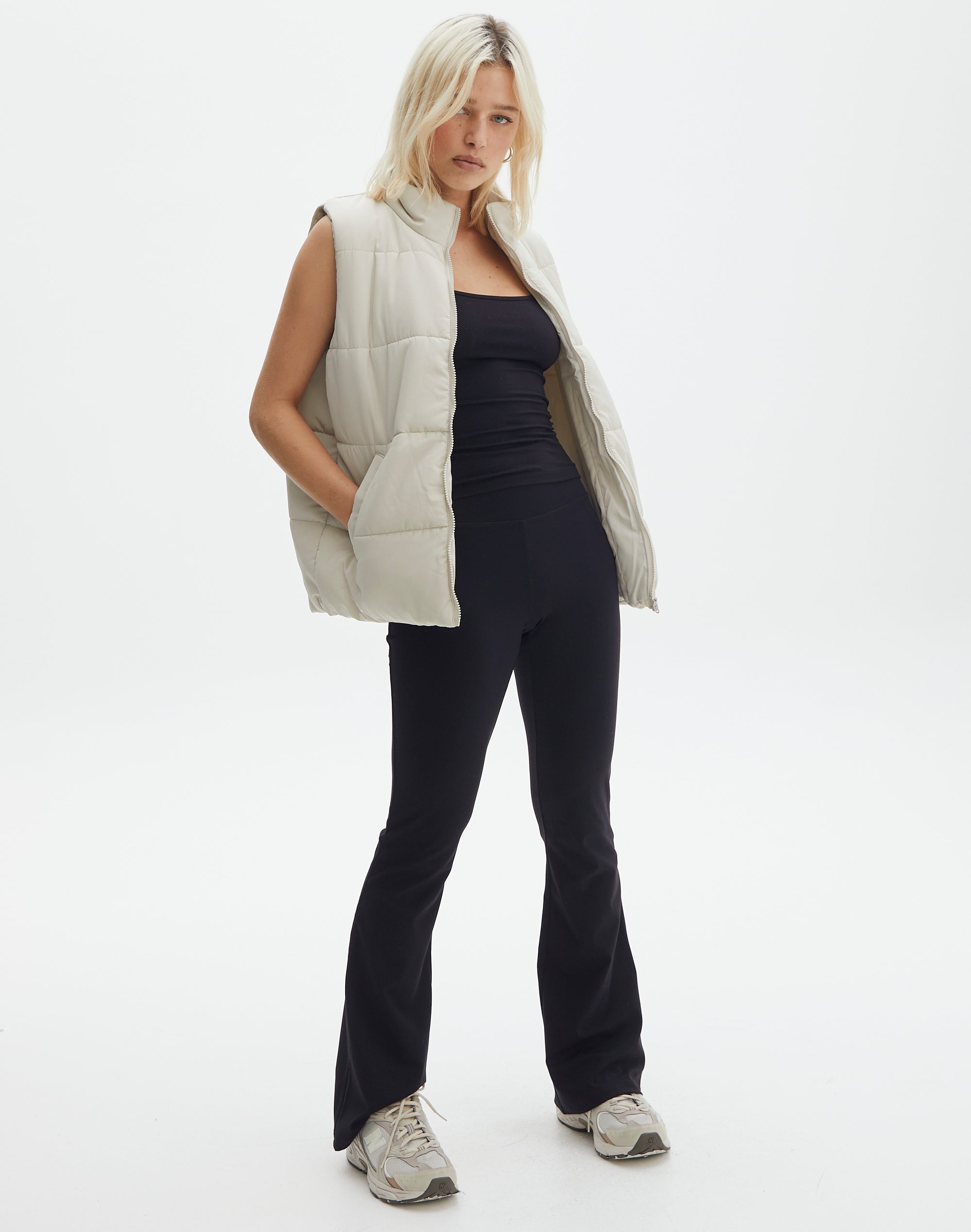 black puffer vest glassons