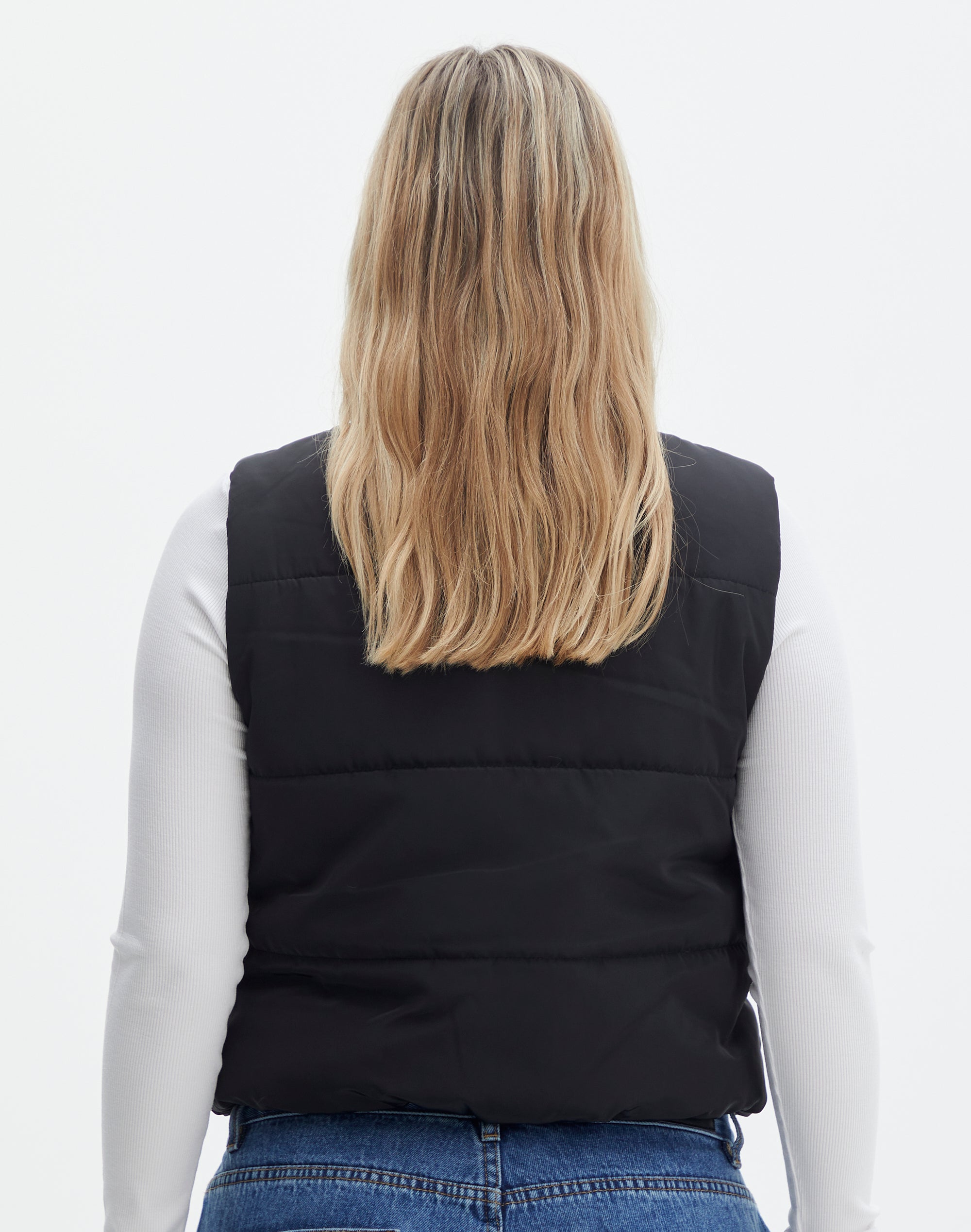 black puffer vest glassons