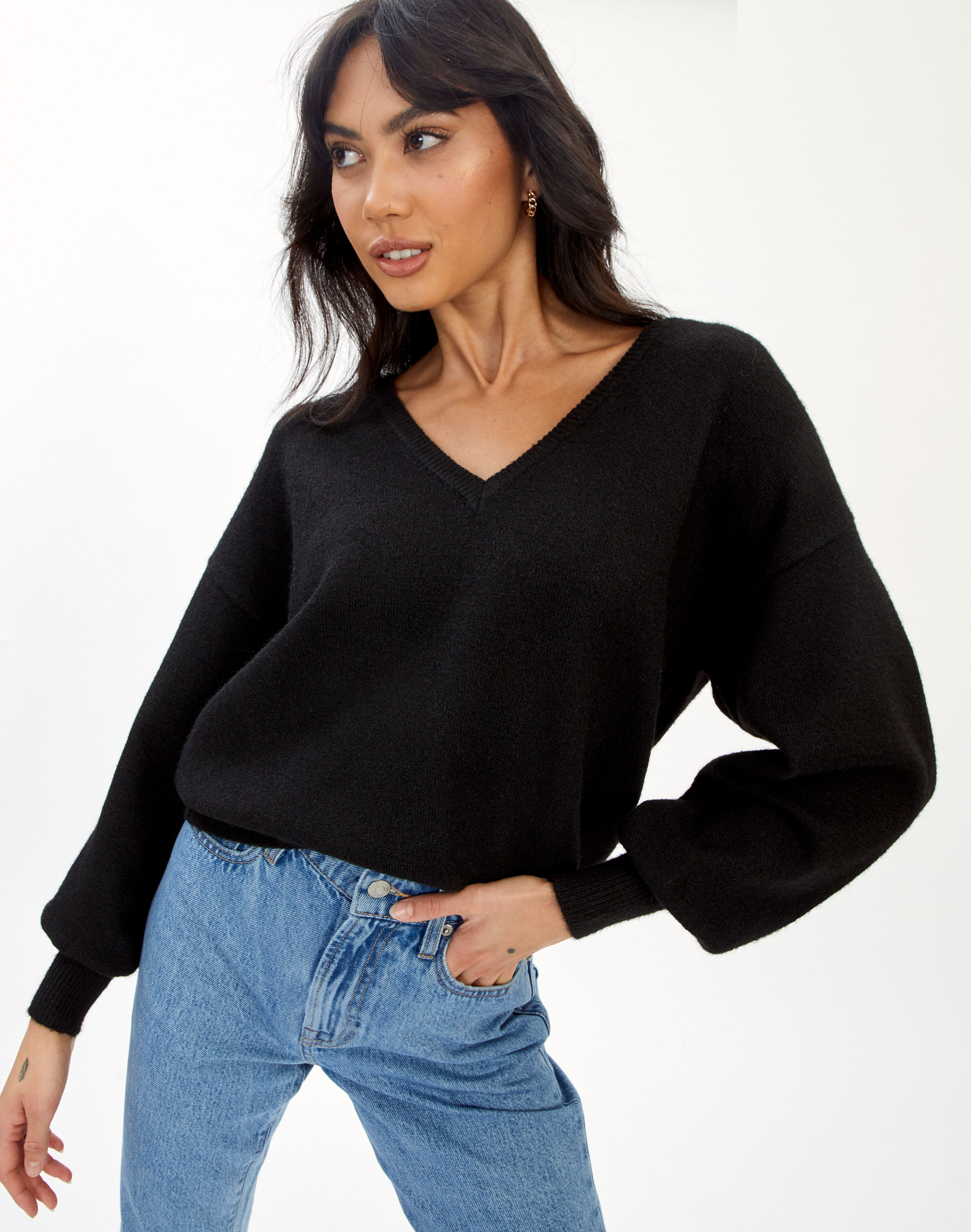 v neck back jumper