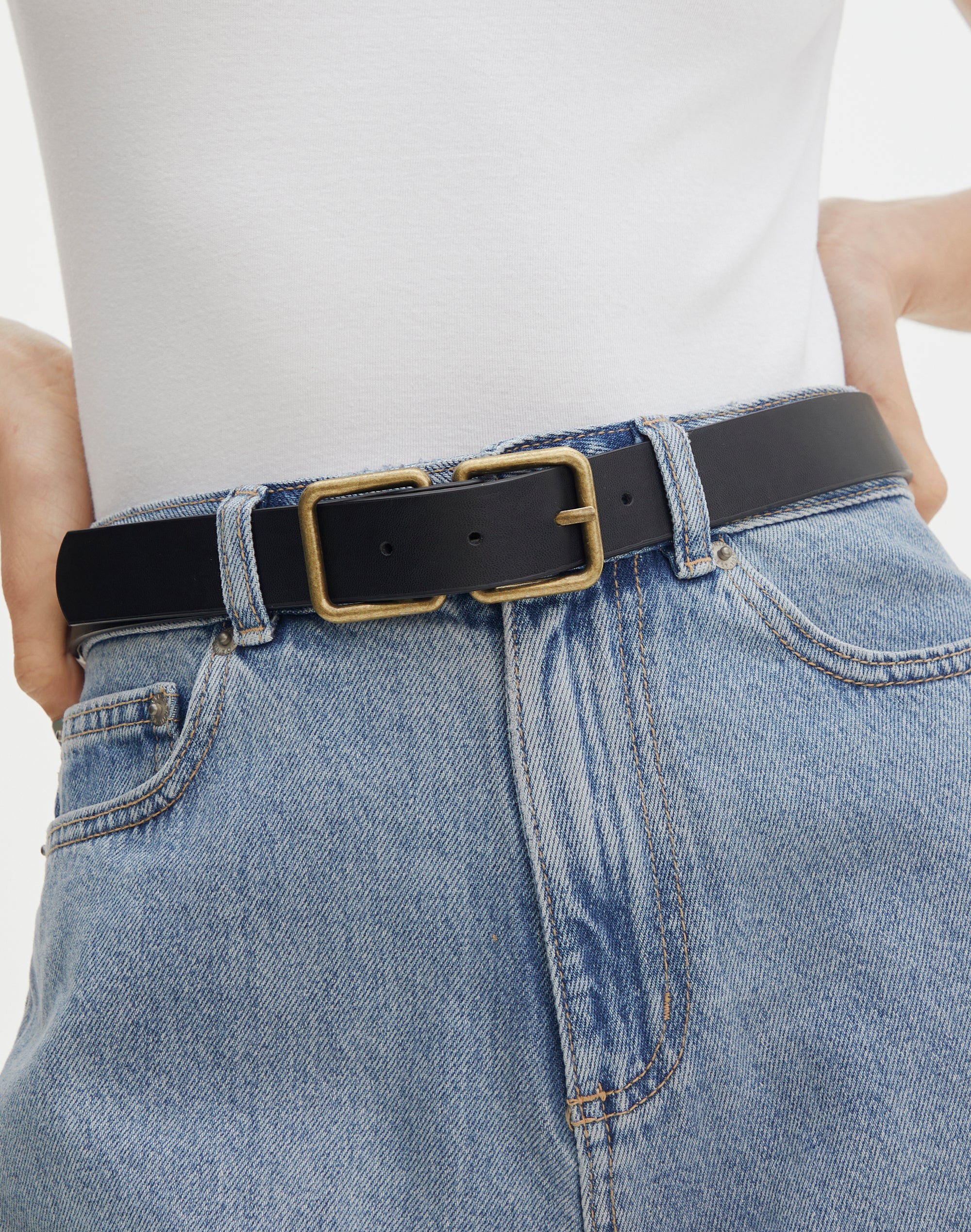 Double Ring Belt in Black/gold