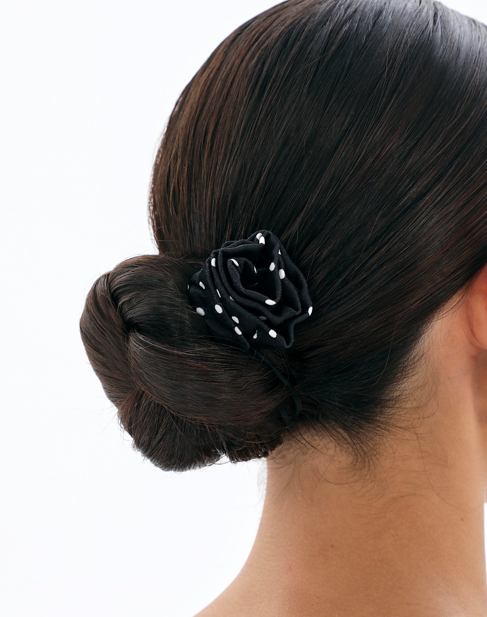 Satin Rosette Hair Tie in Mini Spot Glassons