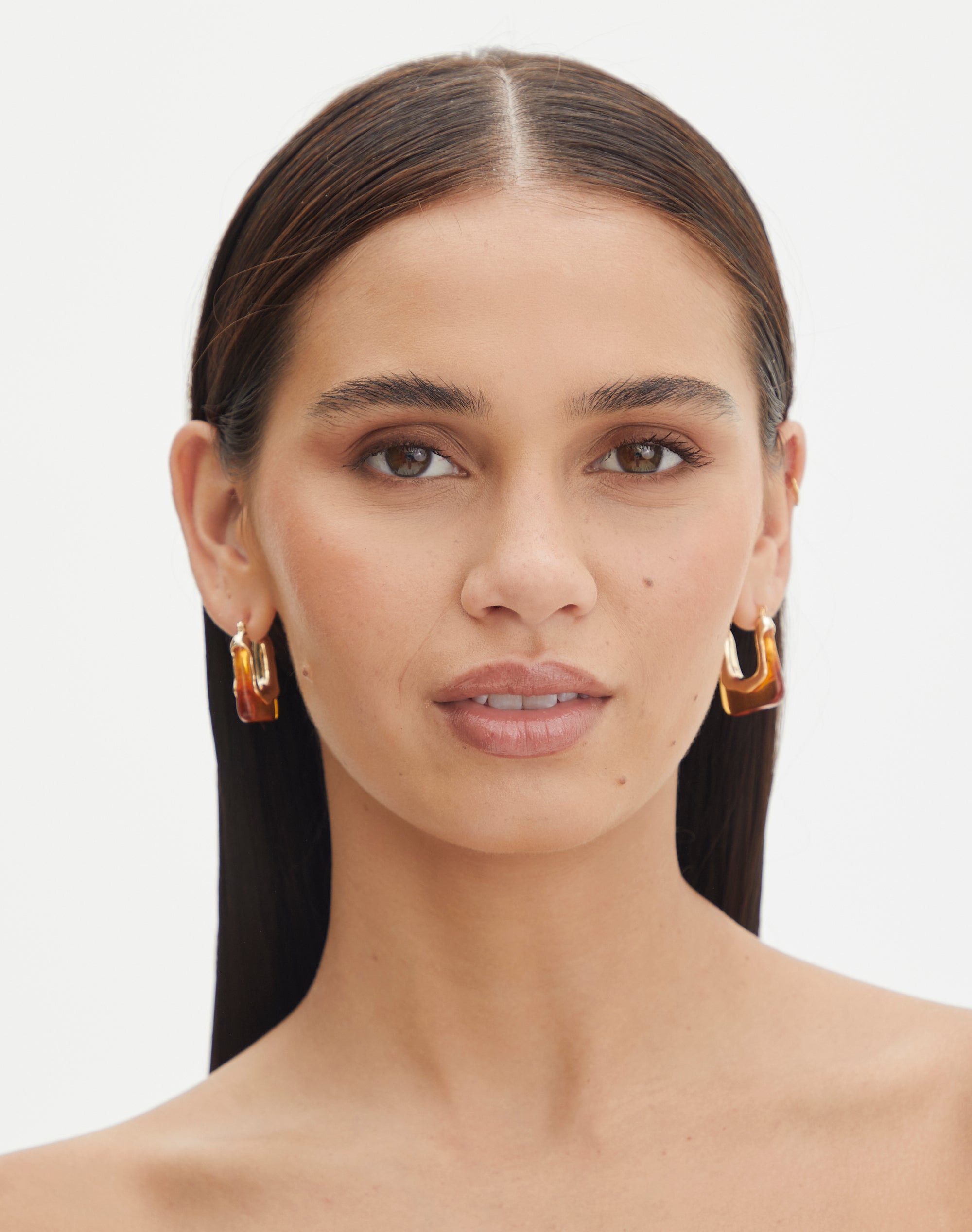 Rectangle hoop earrings on sale gold