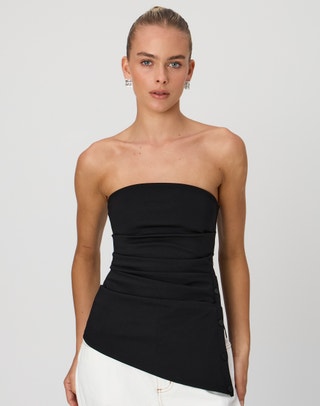 Tailored Strapless Top in Moon Marle