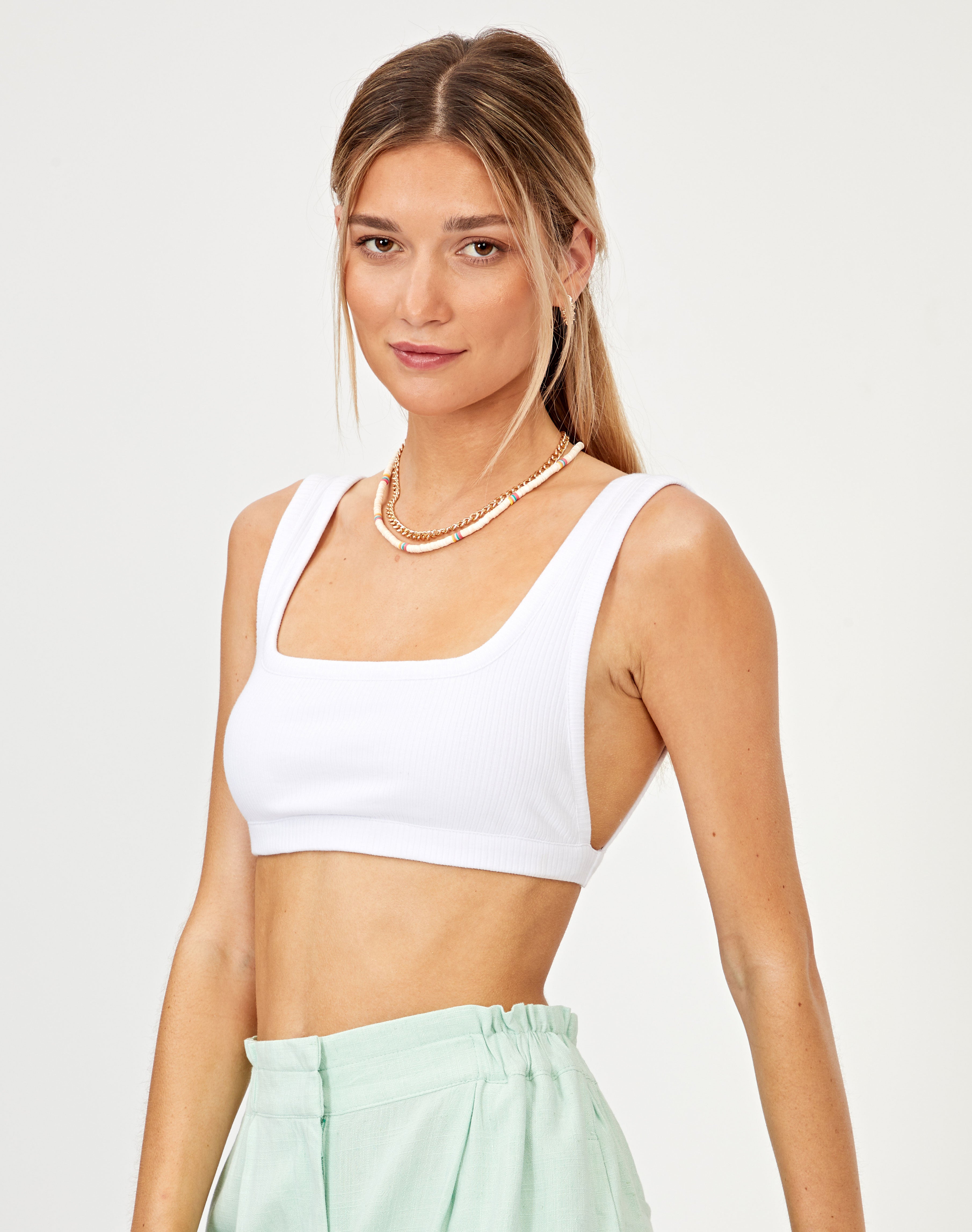 white midriff top