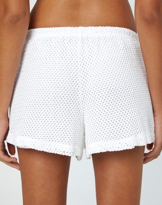 Ruffle Trim Shorts in White