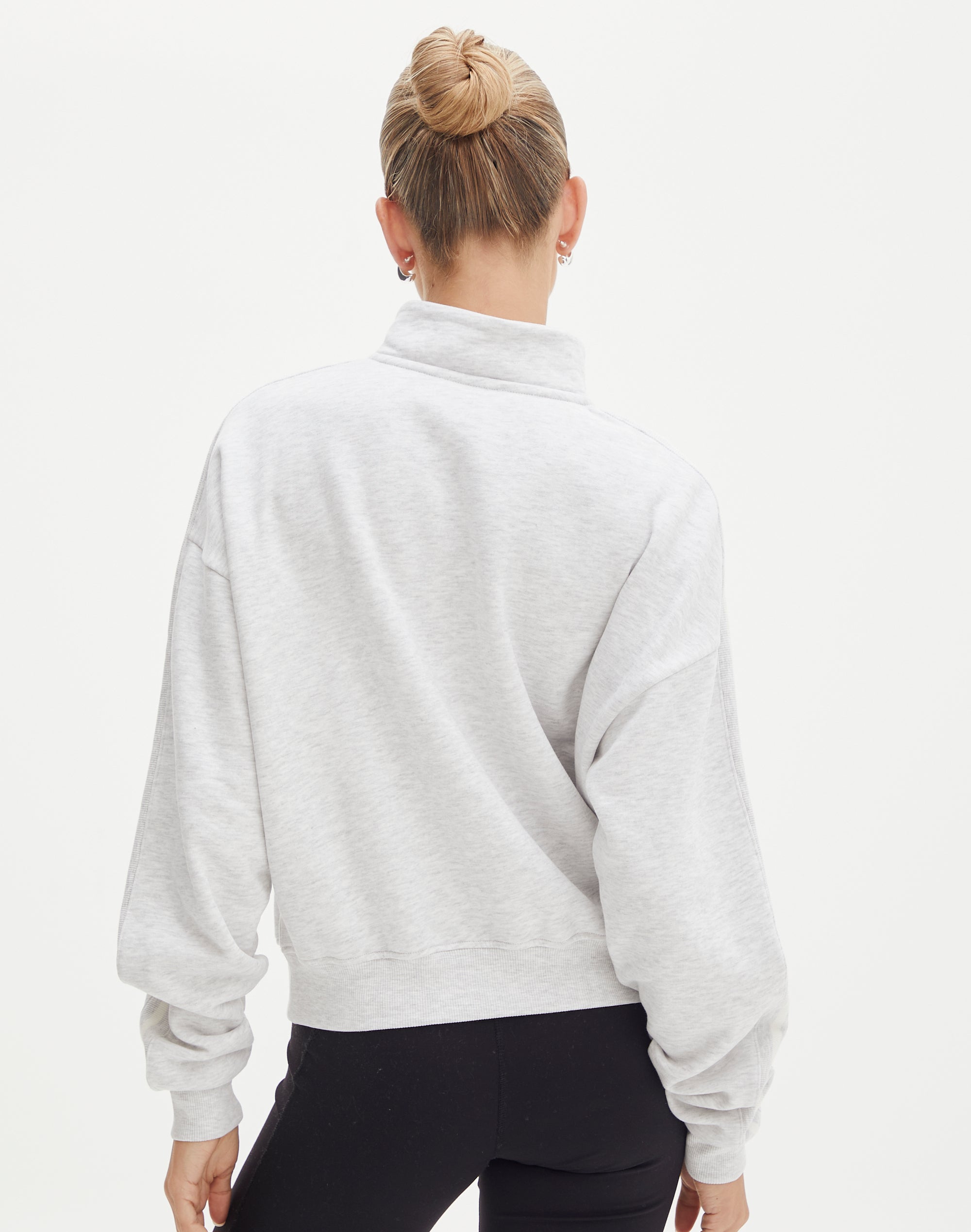 Long Sleeve Quarter Zip Up Top in Milk