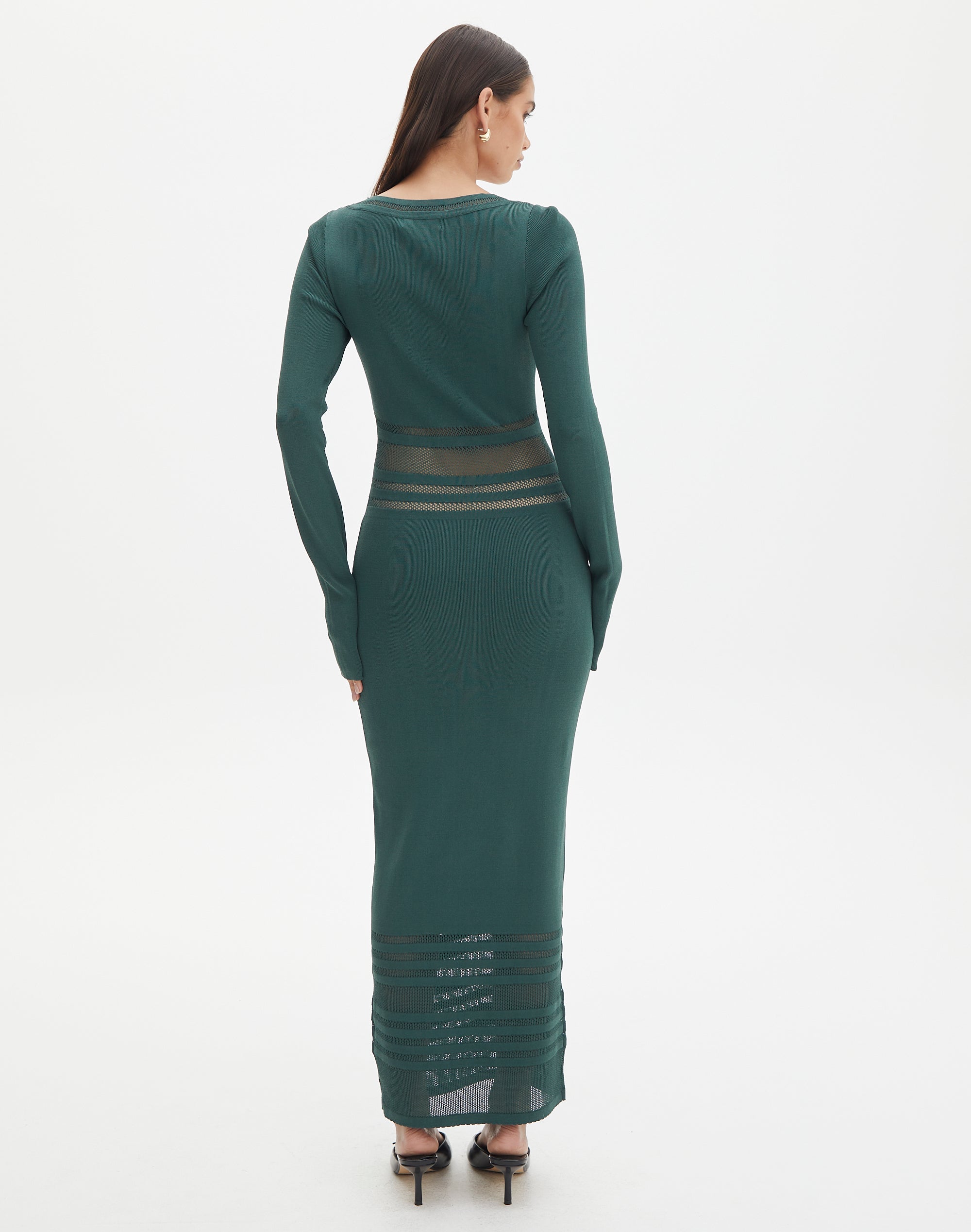 Panelled Knit Long Sleeve Maxi Dress