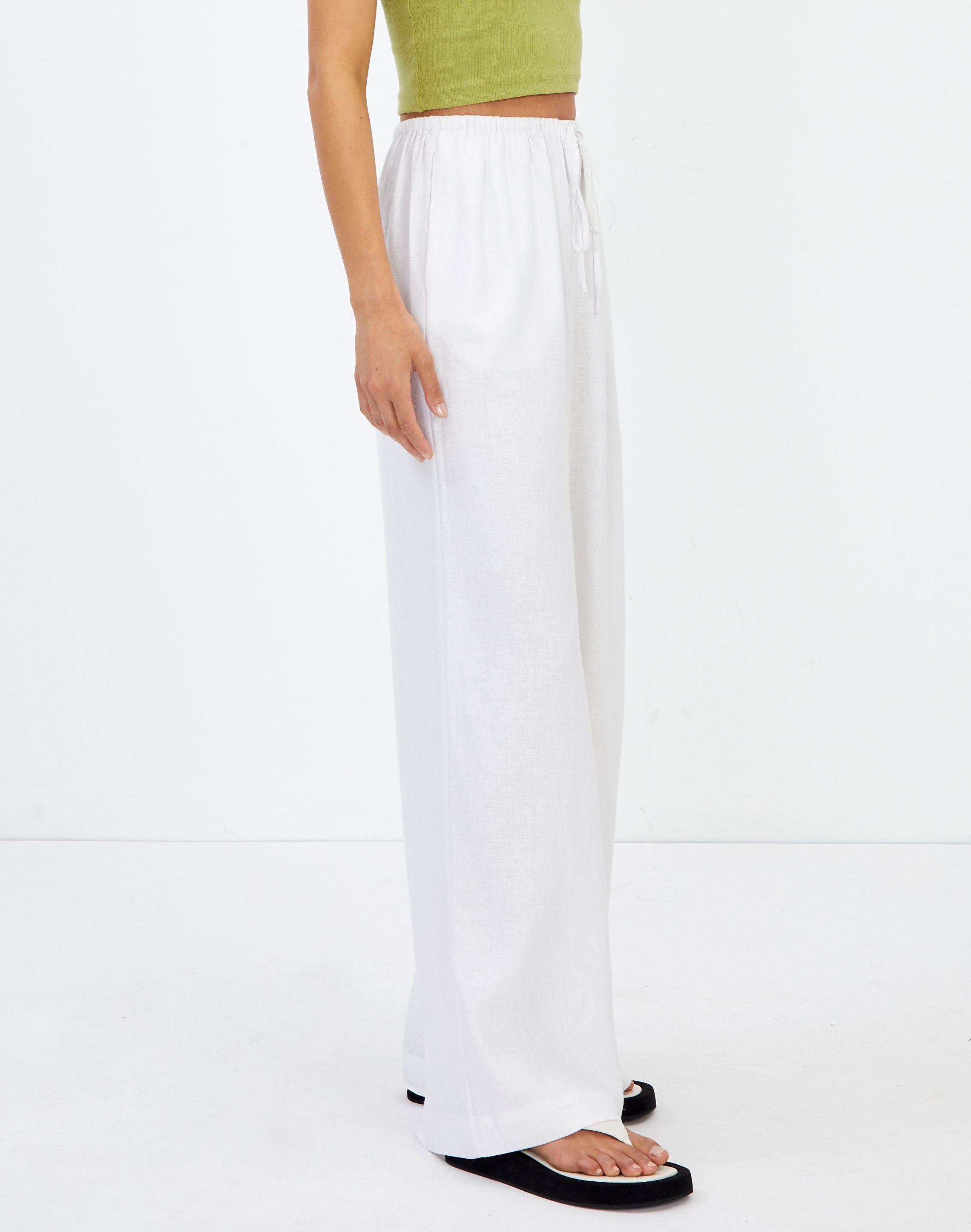 wide leg linen pants white