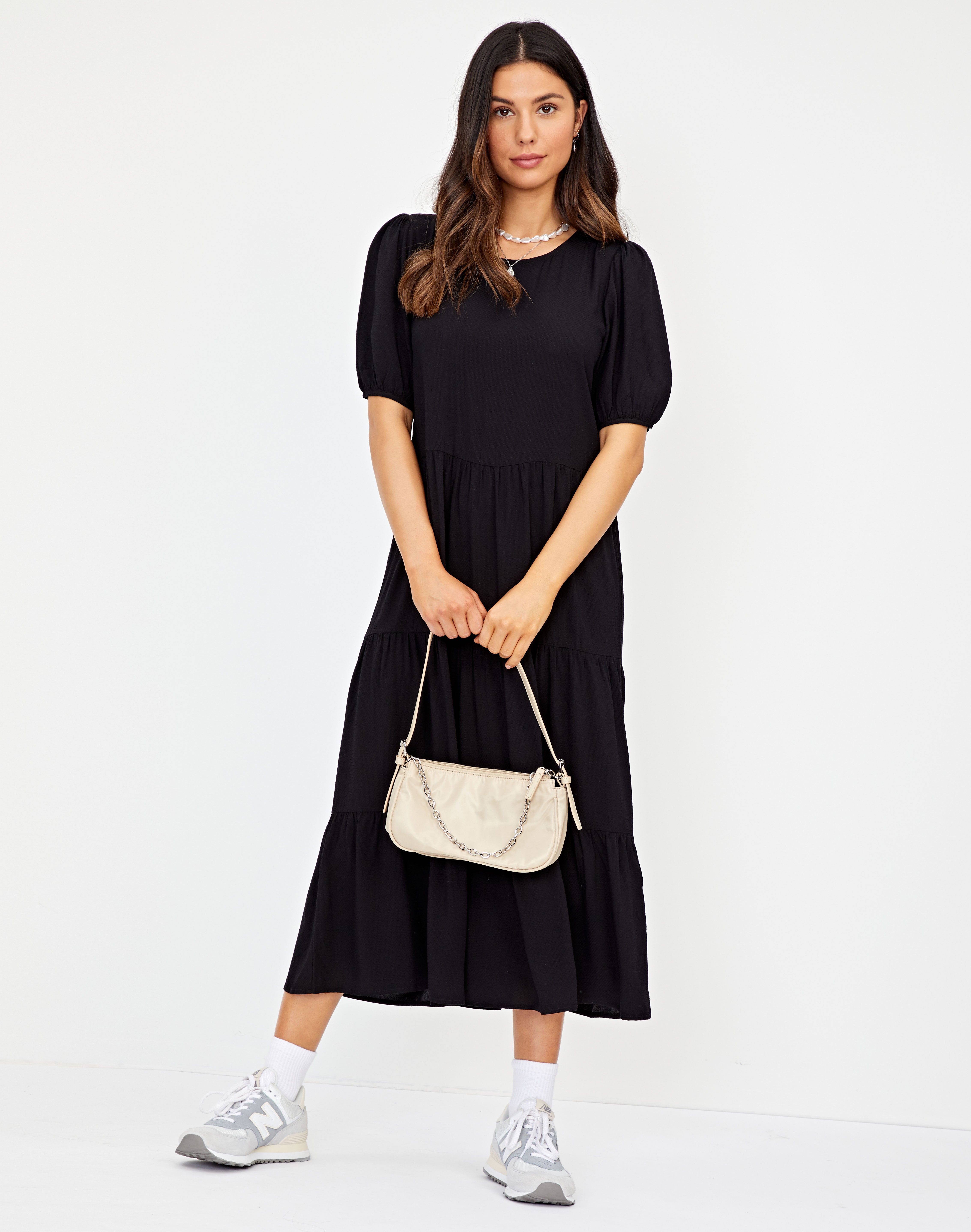 puff sleeve midi dress nz