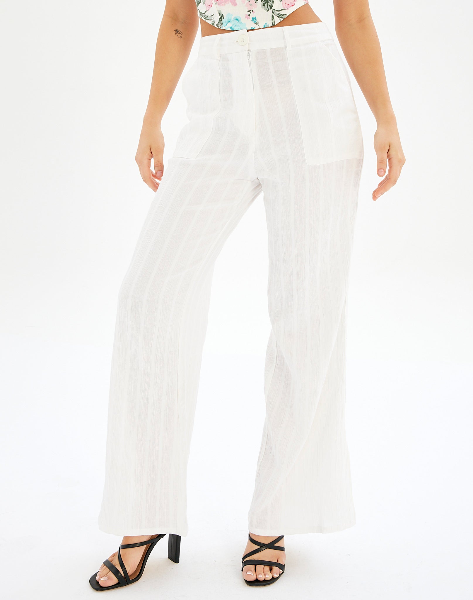 High Rise Tailored Wide Leg Panelled Pant