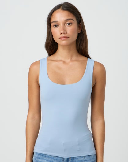 Scoop Neck Supersoft Tank in Blue Livid | Glassons AU