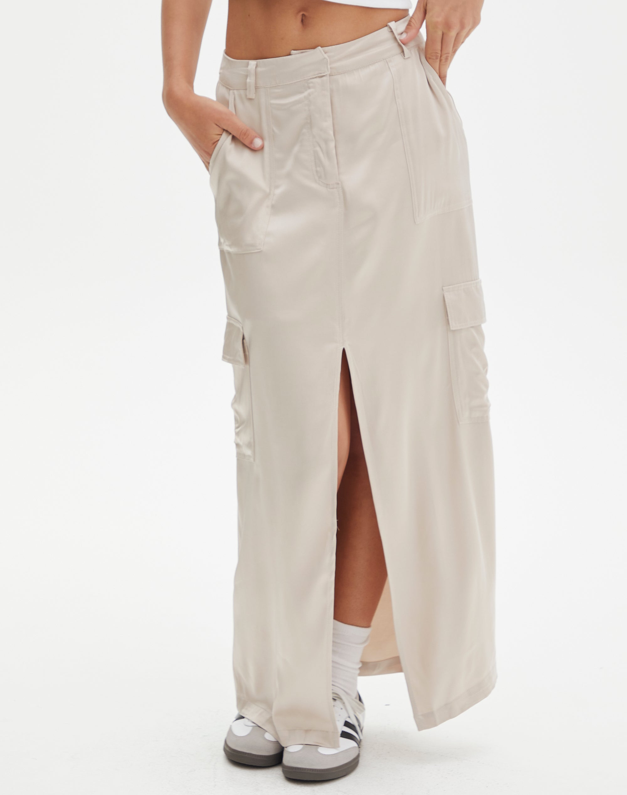 Satin midi skirt outlet glassons