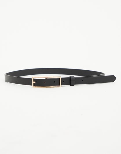 Rectangle Buckle Belt in Black/gold | Glassons