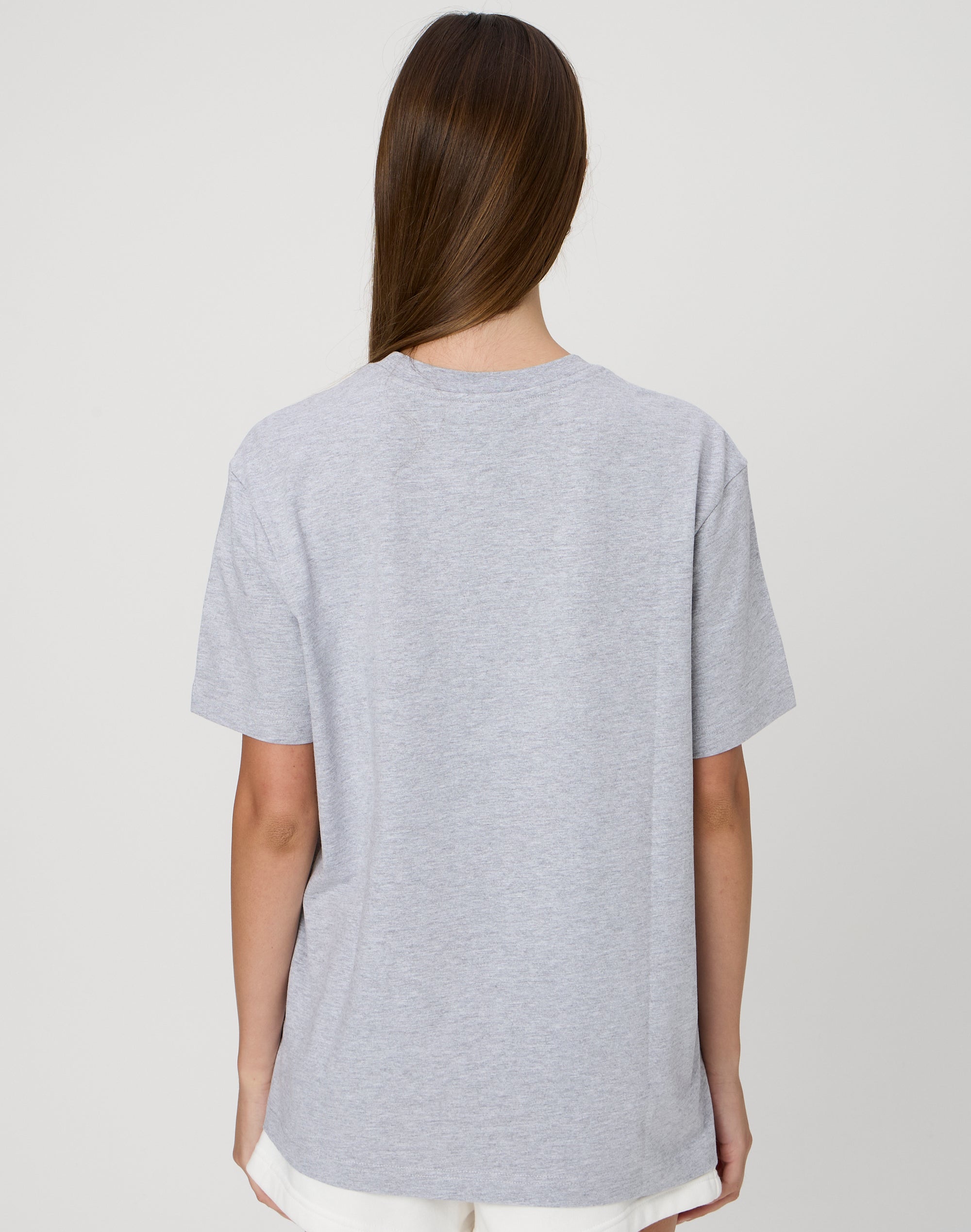 Ribbed Longline Tee in Pale Grey Marle